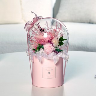 Maison de Flore 不凋花 永生花 LED燈 盆栽型 壓克力氣球 花束 氣球花, 粉膚色