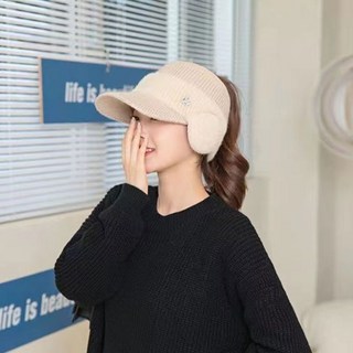 핫데이썸 방한 니트 귀마개 골프모자, 베이지, 1개