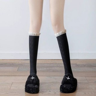 女性羅曼史荷葉邊蕾絲過膝襪 2件組 MW132