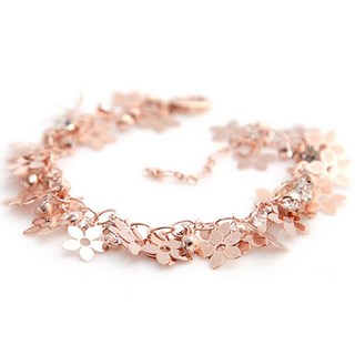 勞爾斯頓 莎莎 14K鍍金 花朵鋯石時尚鍊式手鍊 JR321