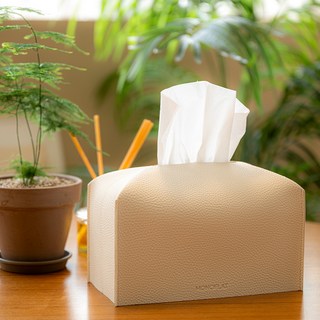 모노플랫 가죽 티슈 케이스, 크림, 2개