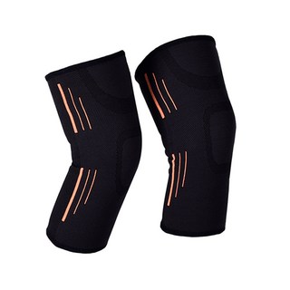 LEADER X 透氣加壓運動壓縮護膝腿套 XW-05 M 2個 運動護具, 黑色 + 橘色
