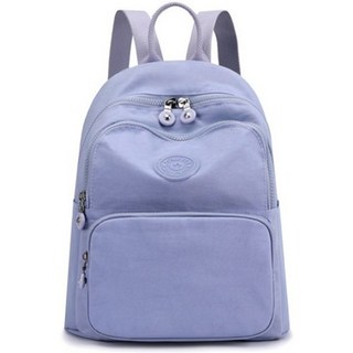 ADDEDIT 女款素色logo口袋後背包 淺藍色 輕巧耐用 時尚簡約, 24 x 12 x 29cm