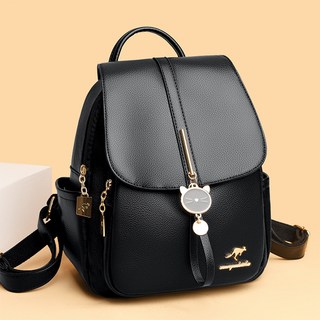 Elsso 女款皮革後背包, 黑色