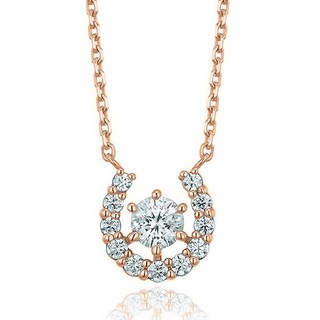 OST 女款925銀幸運馬蹄星形方晶鋯石鍊式玫瑰金項鍊