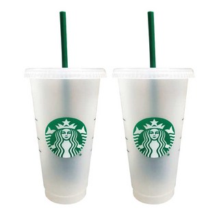 STARBUCKS 星巴克 印花霧面吸管冷飲杯, 霧面半透明款, 710ml