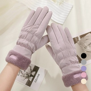 Elsso 女性用保暖刷毛冬季鋪棉智慧型手機觸控防水防寒手套