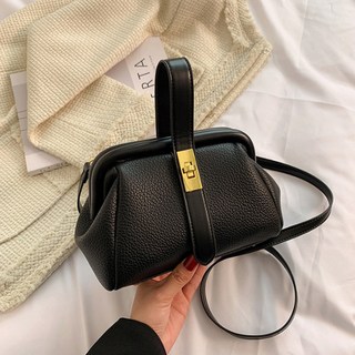 SORIDAL Yumin 迷你醫生包 扣環裝飾 手提斜背包, 黑色