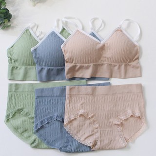 coco dream 素色細紋內衣 3入+蕾絲素色內褲 3入