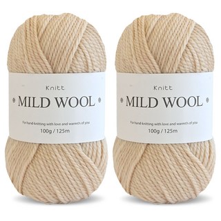 Knitt Mild Wool羊毛混紡編織線 100g, 2個, 06淺米色