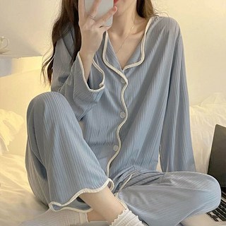 ANDSTYLE 女款 Petit Petit Mary Rose 撞色線條長袖睡衣上下套裝 263542