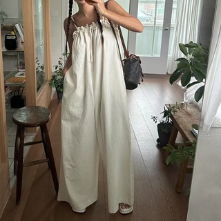 ViVEMO Avre 荷葉邊抽繩連身褲 10722