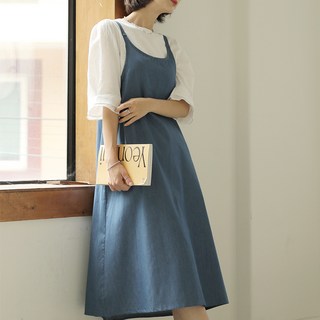 BBAEBBAE 後背抓皺傘狀馬甲吊帶長洋裝, 藍色