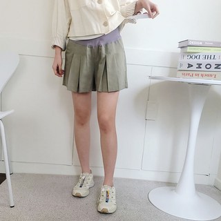 Borimam 亞麻對褶短褲 夏季孕婦裝 A913