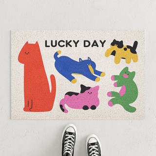 더자카 캐릭터 PVC 미끄럼방지 코일 매트, 고양이, 1개