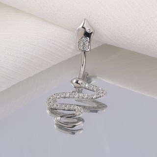 gelluna 女款醫療鋼眼鏡蛇鋯石肚臍穿環 BP-19