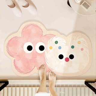 軟珪藻土地墊, 毛球 粉米色, 2個