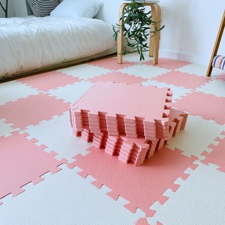 Sonhalmae 嬰幼兒用高級大理石紋安全認證拼圖地墊, 10個, 蜜桃色