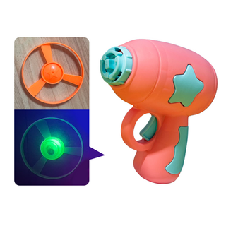 逗貓飛盤槍 馬卡龍粉色 附不發光飛盤+隨機發光飛盤 貓咪互動玩具, 1組