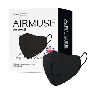 AIRMUSE 多色鳥嘴型口罩 KF94 L號, 黑色, 25片, 1盒