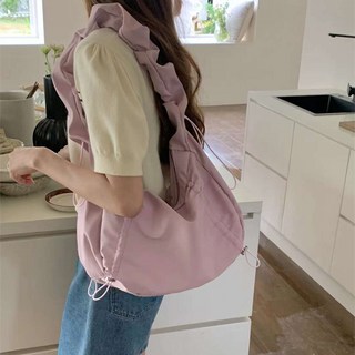 Vienne抓皺流浪斜背包, 粉紅色