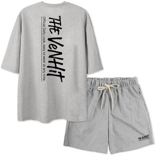 VENHIT Logo印花寬鬆短袖T恤+運動短褲組
