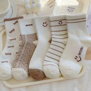 아스터 여성용 데일리 중목 양말 5종 세트