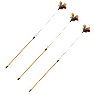 둥둥펫 고양이 장난감 롱스틱 컬러풀 깃털 낚시대, 랜덤발송, 3개