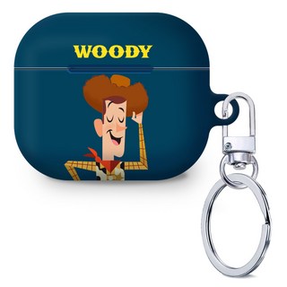 迪士尼 玩具總動員4 海軍藍 胡迪 AirPods 3代 保護殼 + 鑰匙圈, 單一商品, 混合色, 1個
