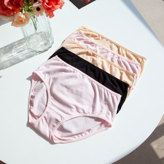 INNER BASIC 棉質彈性纖維高腰透氣內褲5件組, 混合色