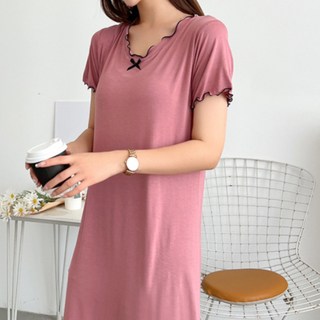 Eoripeul 女性涼感莫代爾蝴蝶結連身睡衣