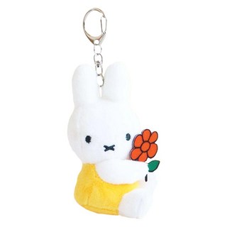 Miffy 米菲兔 拿著花 絨毛娃娃鑰匙圈 8cm 黃色, 1個
