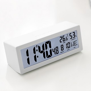 MOOAS 背光萬年曆桌鐘, 白色