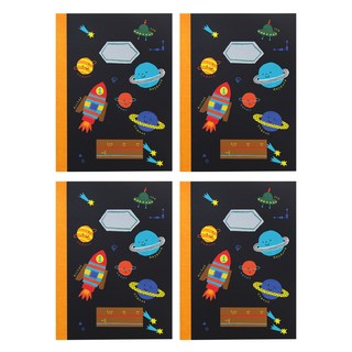 Hello Morris 宇宙10格筆記本 小學1-2年級, 4個, 黑色 + 橘色