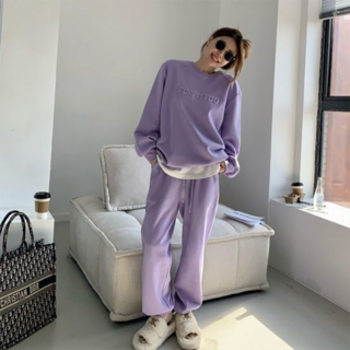 PEONIST 休閒圓領長袖 + 束口褲兩件式套裝