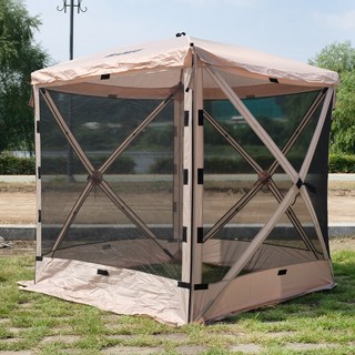 BANFF 一鍵式方形遮蔽帳篷, 米色, 2-4人