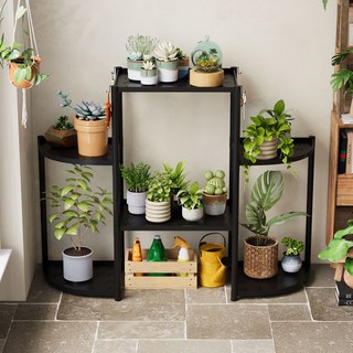 層疊式花盆架, 黑色, 6層