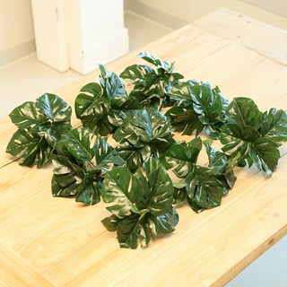 JOART 室內裝飾人造葉片 人造植物葉叢 9入組, 深綠龜背芋, 1套