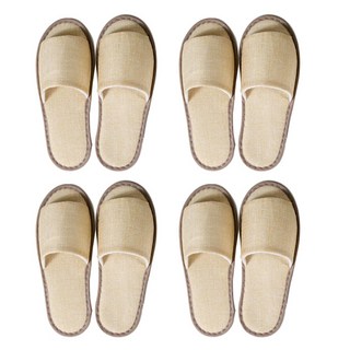 EVER HOUSE 基本款亞麻室內拖鞋 4雙組, 卡其色, 4個
