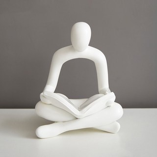 Makuwaku 沉思者 客廳室內裝飾品 擺件 雕像 MHJ074, 白色