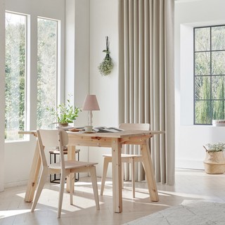 亞麻風格記憶塑形遮光窗簾套組, 米色