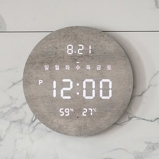 플라이토 무선 루나 데이 온습도 LED 벽시계 29cm, 마블