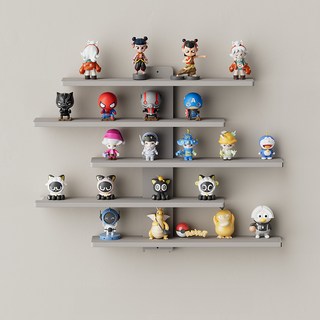 soonZAM 免鑽孔黏貼式壁掛展示架, 灰色, 5層