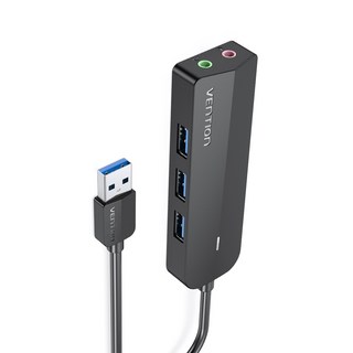 VEnTIOn 威迅 USB音效卡 USB 3.0多功能集線器 1m, 黑色