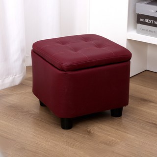 soonZAM 玄關脫鞋輔助椅 高級方形收納椅凳, 酒紅色, 1個