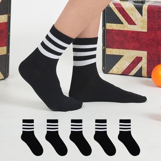 NO DESIGN 優質襪子 男款三線運動覆蓋中筒襪 5雙組