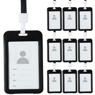 Momostore 員工證/門禁卡 PU皮革卡套附掛繩, 10套, 灰色