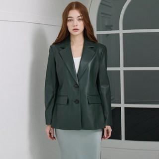 L'or de Séoul 女款 義大利小羊皮 雙釦 半長版皮革夾克 KSJK250103