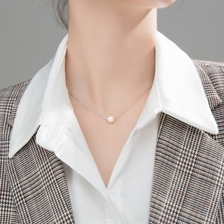 hermosa j 女性高級施華洛世奇珍珠單點鍊條925項鍊 N048