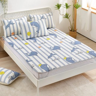 FOCA 天然乳膠冰絲涼蓆 + 枕套, 跳躍海豚, 1cm